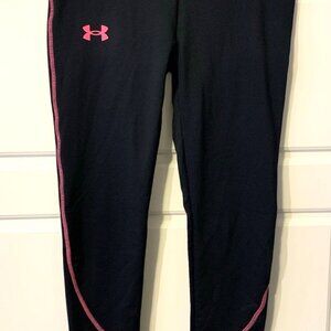 Under Armour Girl's Movement Leggings Black & Pink - Size Youth Large